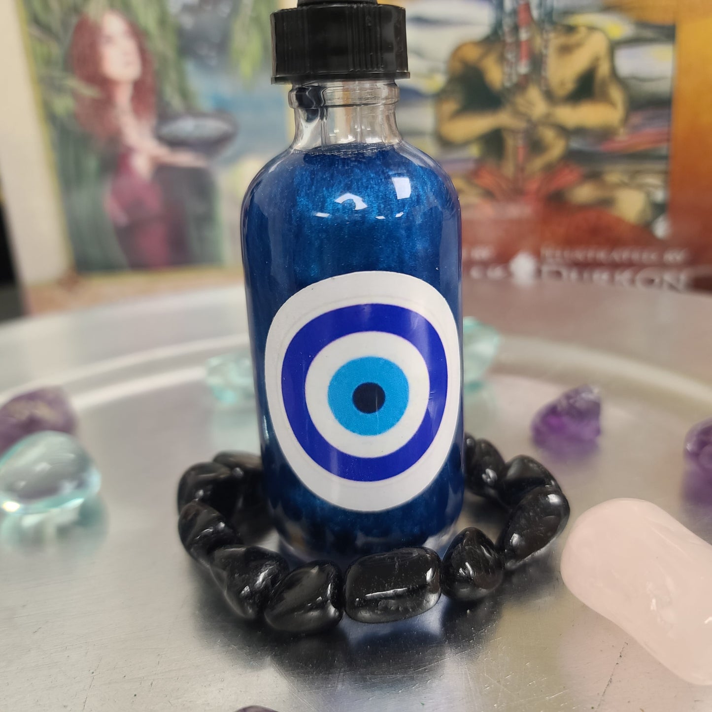 Evil Eye Magical Oil for Aura & Energy Protection, Candle and Body Ritual Oil, Blue Magic Oil, Ritual Protection Oil, Sacred Protection.