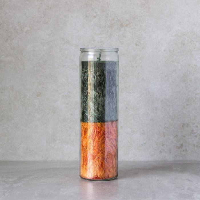 Green and Orange Handcrafted Palm Wax Prayer Candle