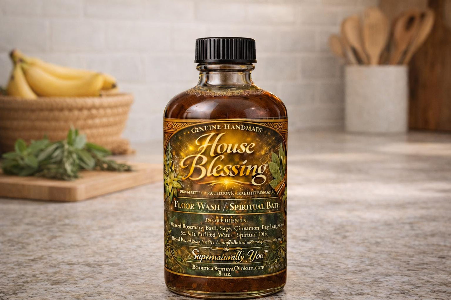 Hoodoo House Blessing Floor Wash | Remove Negative Energy | Spiritual Bath & Home Cleanse | Protection Prosperity Ritual | Handmade | 8oz