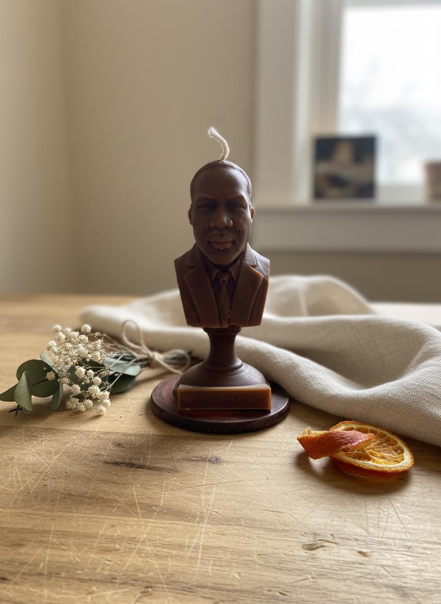 Martin Luther King Jr Bust Candle 5.5 Inch | Civil Rights Leader Candle | Black History Decor | Inspirational Black Excellence Gift