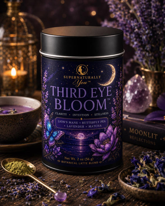 Third Eye Bloom | Supernaturally You | Blue Lotus Lions Mane Matcha | Focus Intuition | Botanical Latte | Spiritual Wellness Tea