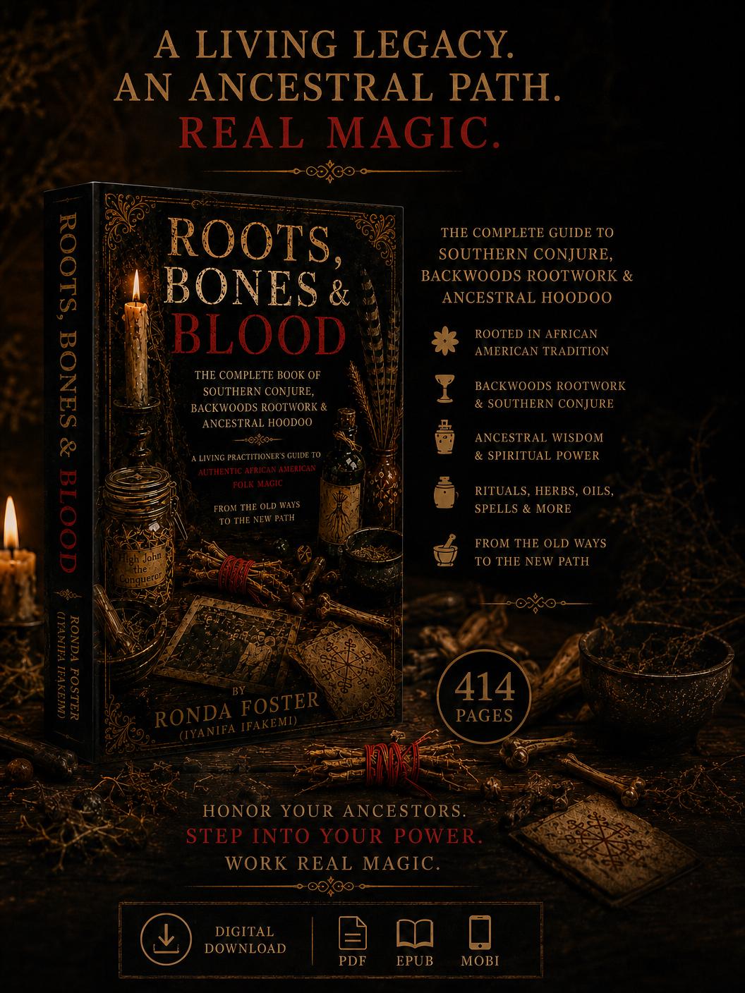 Hoodoo Roots Bones Blood Complete Book Southern Conjure Rootwork Ancestral Hoodoo Digital Download PDF