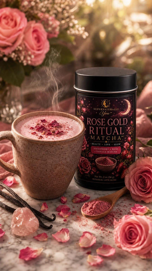 Rose Gold Ritual Matcha | Supernaturally You | Strawberry Rose Latte | Beauty Self Love | Botanical Blend | Caffeinated Wellness Tea