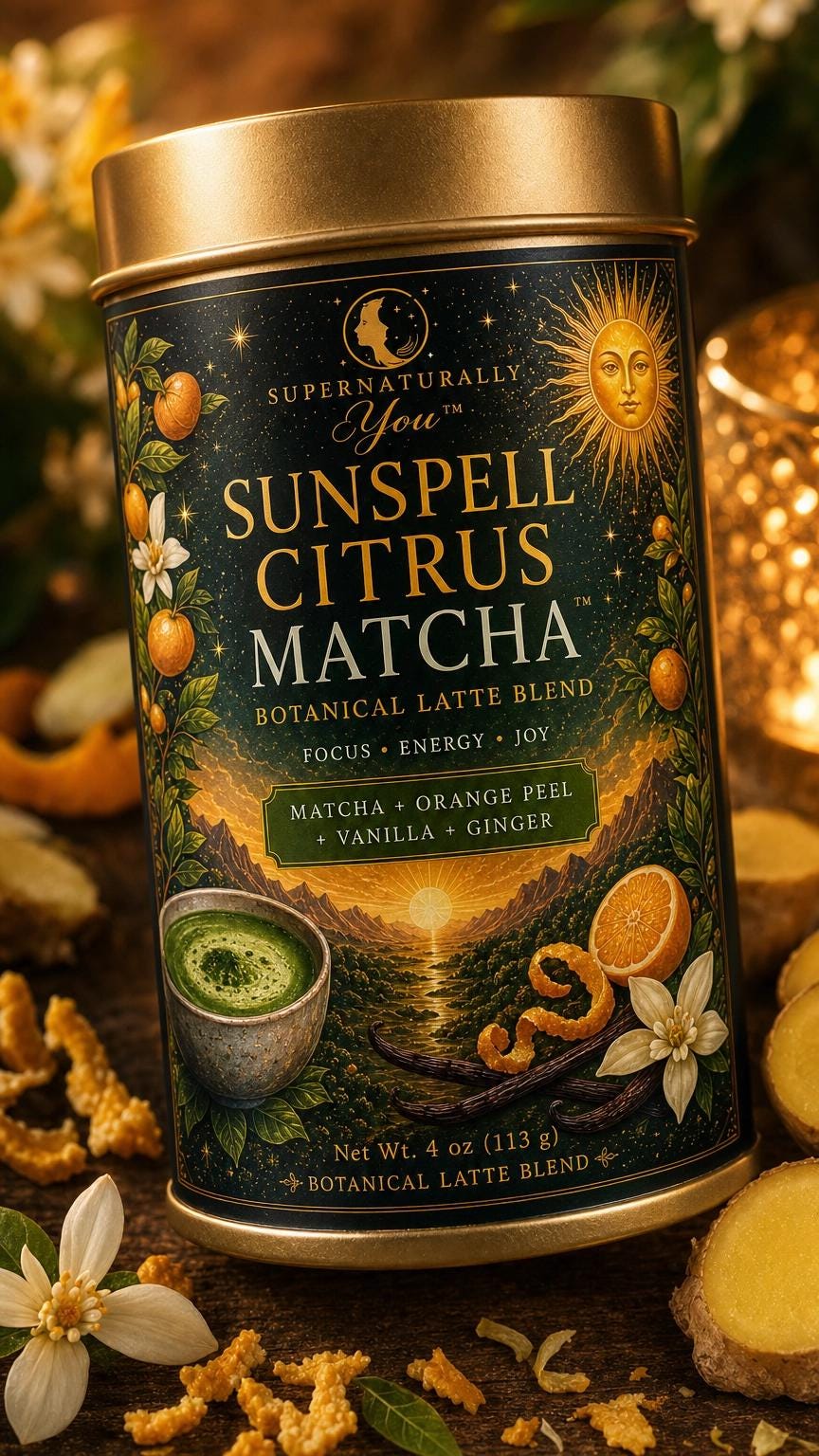 SunSpell Citrus Matcha | Supernaturally You | Orange Ginger Botanical Latte | Energy Focus Joy | Spiritual Wellness | Morning Ritual Tea