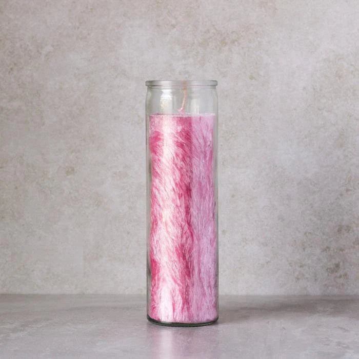 Pink Handcrafted Plain Palm Wax Prayer Candle
