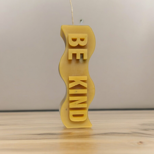 Be Kind Wave Pillar Candle, Bees Wax Candle, Bees Wax Pillar, Bees Wax Scented Candle, Honey Scented Candle.