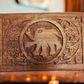 Elephant Carved Wooden Box