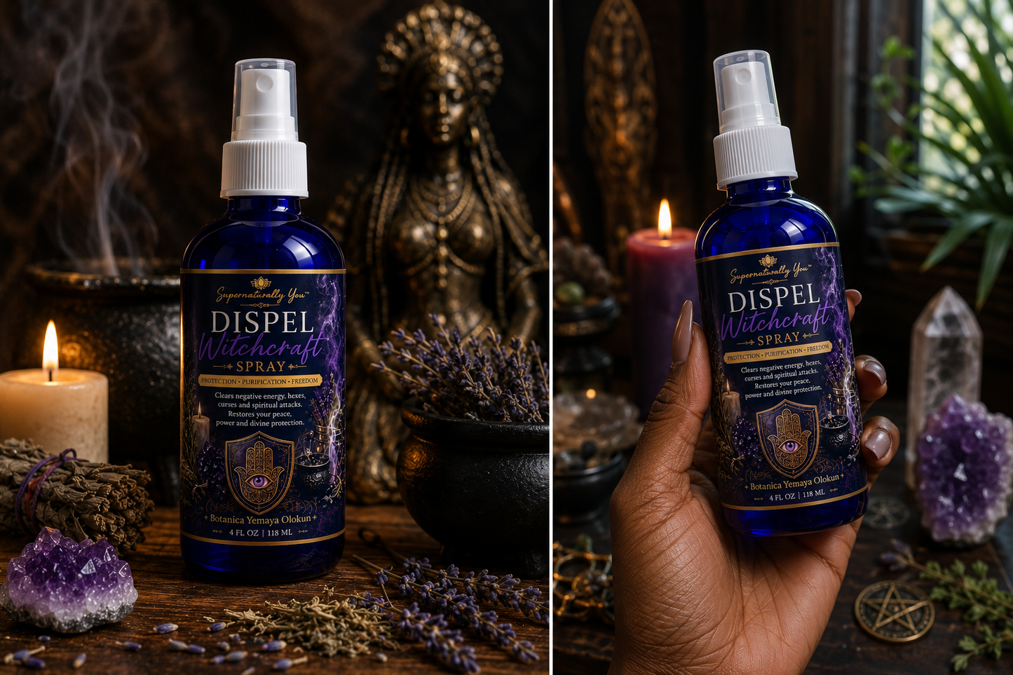 Dispel Witchcraft Spray | Spiritual Protection Spray | Hex Breaking Mist | Evil Eye Cleanse | Aura Cleansing | Ritual Spray | 4 oz