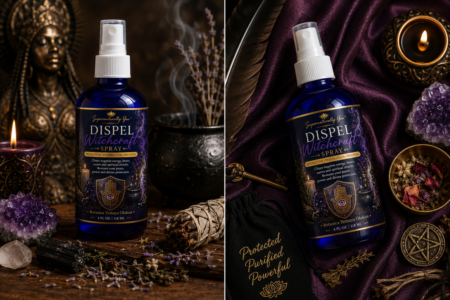 Dispel Witchcraft Spray | Spiritual Protection Spray | Hex Breaking Mist | Evil Eye Cleanse | Aura Cleansing | Ritual Spray | 4 oz