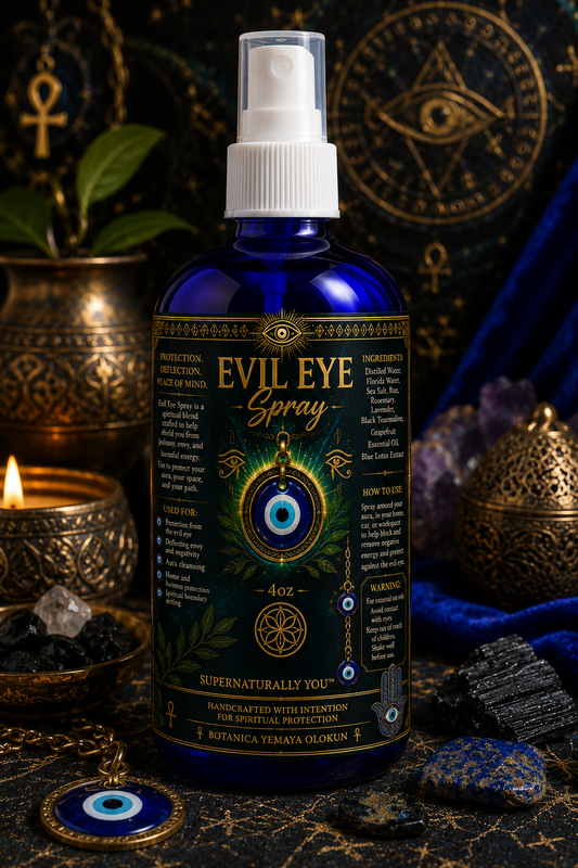 Evil Eye Protection Spray | Aura Cleansing Mist | Spiritual Protection Spray | Energy Cleansing | Home Blessing Spray | Hoodoo Spray | 4oz | Botanica Yemaya Olokun