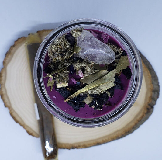 Hand Poured Soy Ritual Candle With Herbs and Crystals To Honor The Presence of The Ancestors