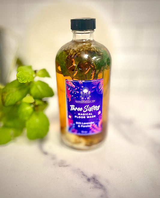 Three Sisters Hoodoo Floor Wash | Sacred Ritual Bath & Floor Cleanse | Lavender Parsley Sea Salt Blend | Purification Protection Love