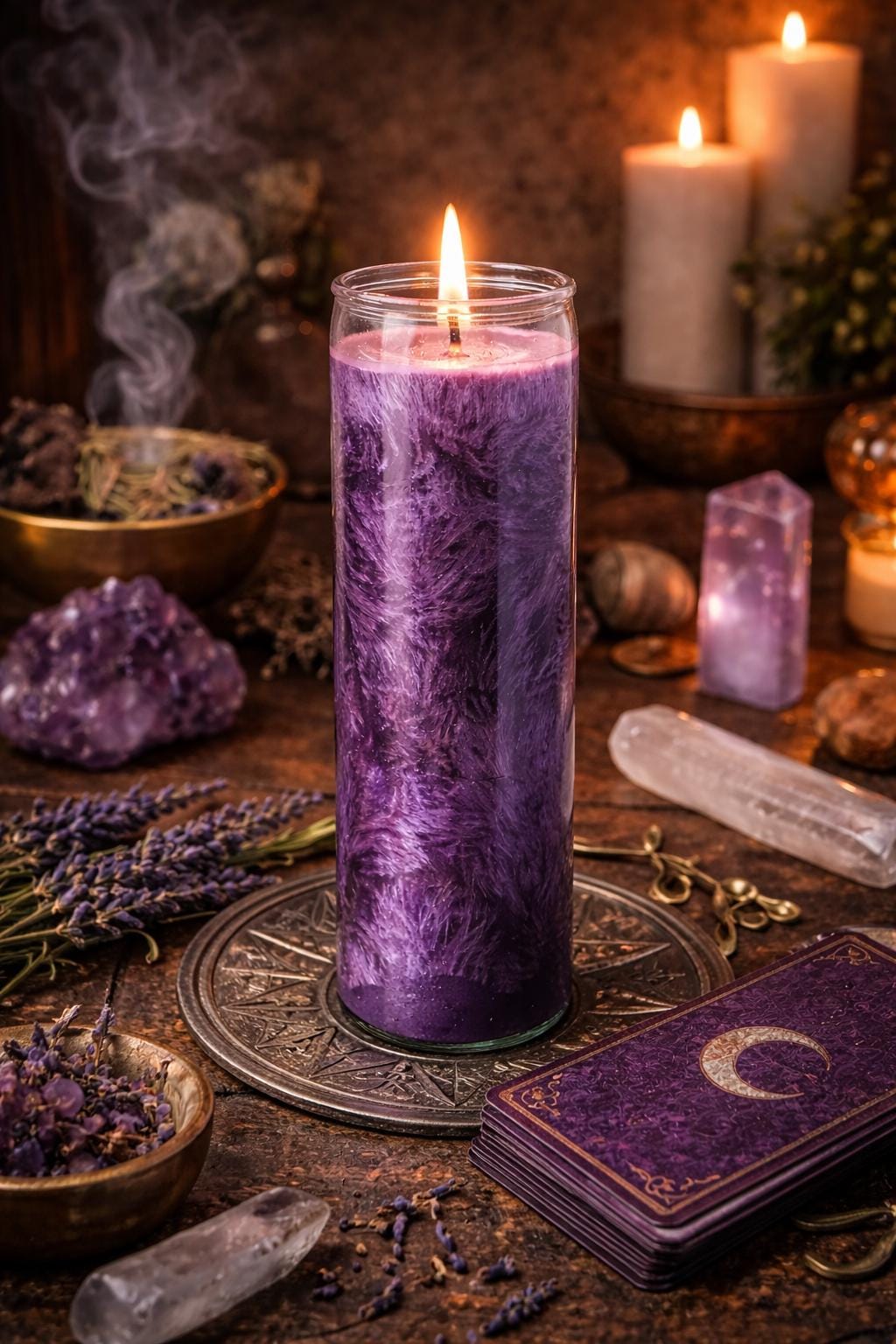 Dark Purple Palm Wax Prayer Candle | 7 Day Candle | Psychic Protection, Intuition, Dream Work, Meditation, Spirit Guide Connection | 24 oz