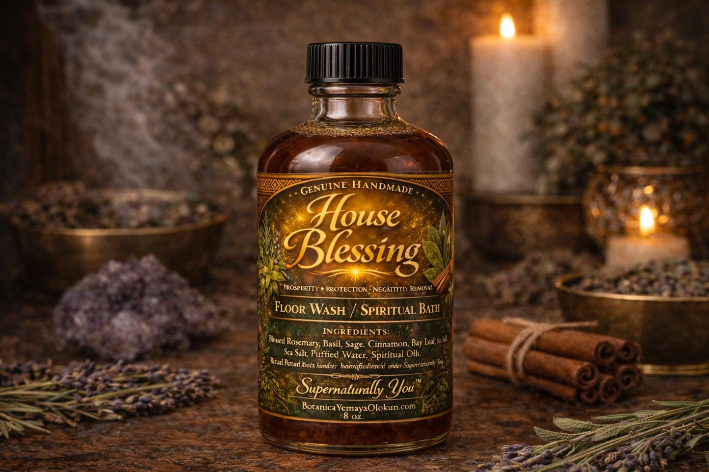 Hoodoo House Blessing Floor Wash | Remove Negative Energy | Spiritual Bath & Home Cleanse | Protection Prosperity Ritual | Handmade | 8oz