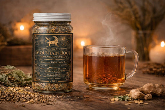 Mountain Root – Capricorn Season Tea | Grounding Herbal Blend for Focus, Discipline & Nervous System Support | Zodiac Tea | Supernatural