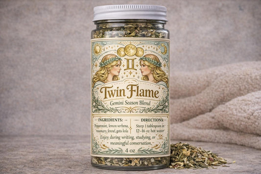 Twin Flame – Gemini Season Tea | Zodiac Herbal Tea for Clarity, Communication & Focus | Gemini Gift | Loose Leaf Ritual Tea | 4oz Jar