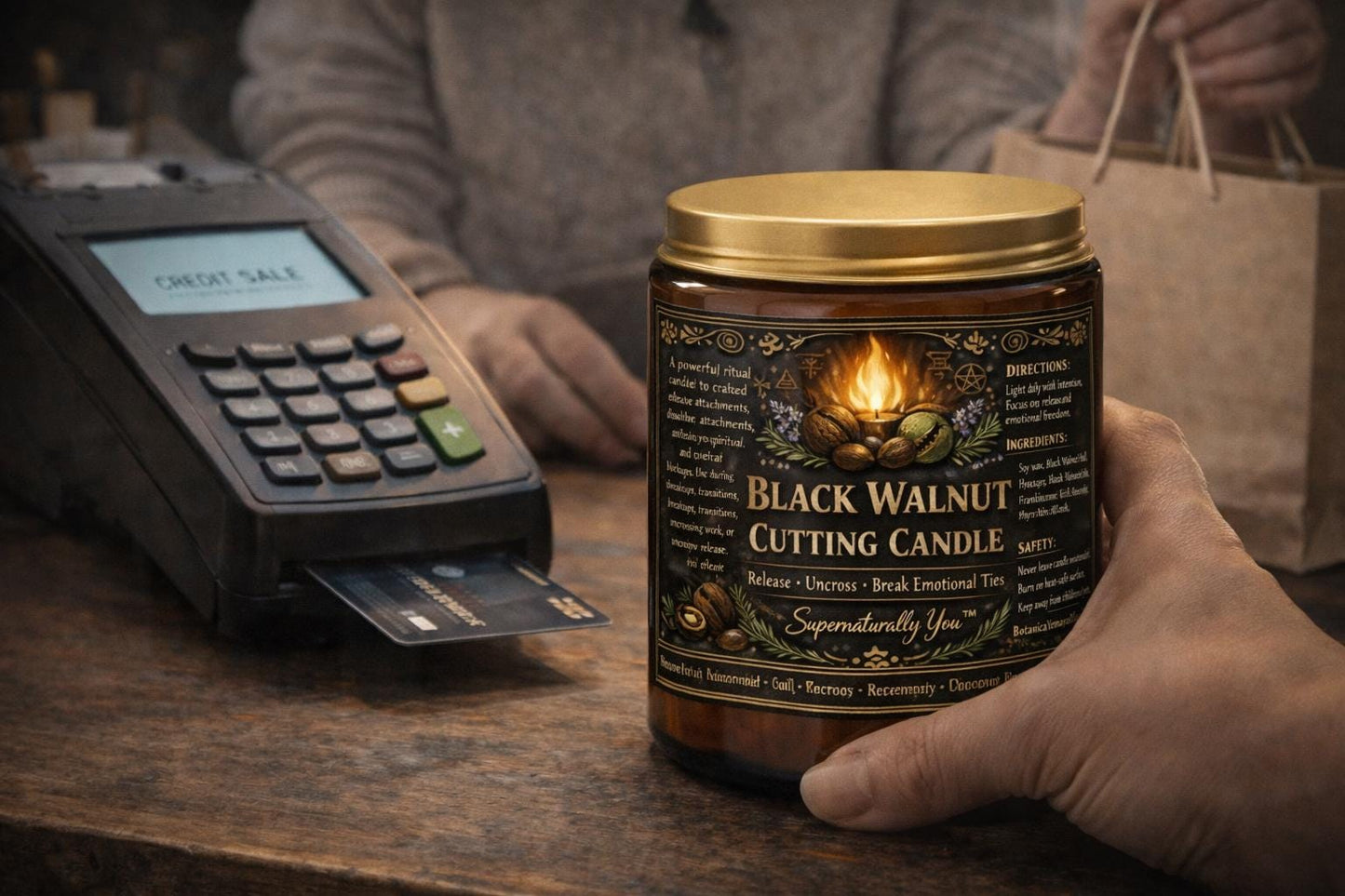 Black Walnut Cutting Candle – Release & Uncross Ritual Candle | Break Emotional Ties | Hyssop Rosemary Frankincense | 4oz 8oz Soy Candle