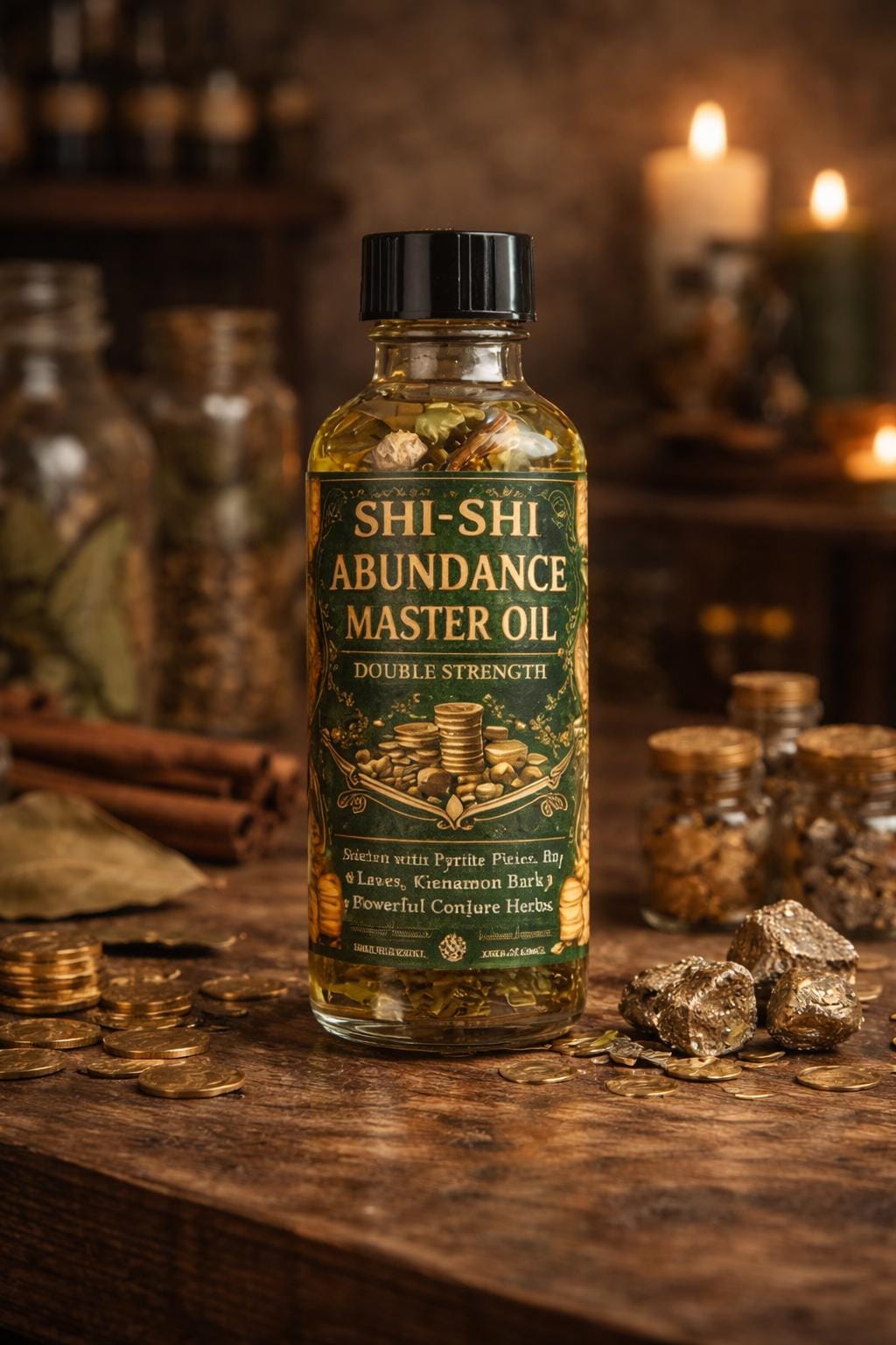 Shi-Shi Abundance Ritual Oil – Emergency Hoodoo Formula for Fast Luck, Wealth, Court Cases, Success & Road Clearing