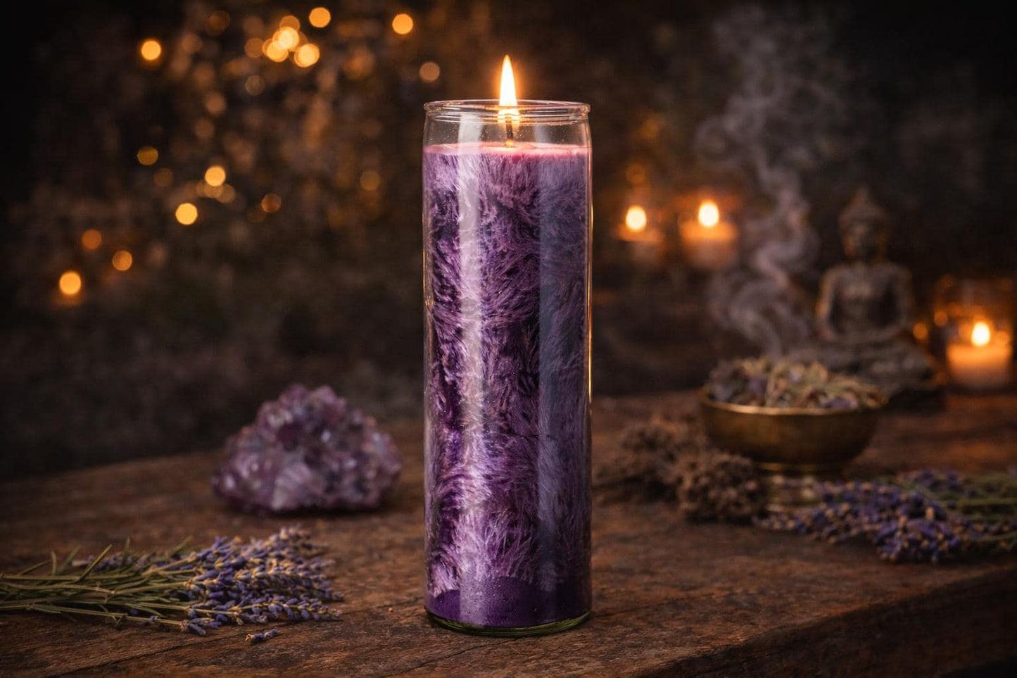 Dark Purple Palm Wax Prayer Candle | 7 Day Candle | Psychic Protection, Intuition, Dream Work, Meditation, Spirit Guide Connection | 24 oz