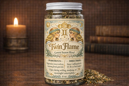 Twin Flame – Gemini Season Tea | Zodiac Herbal Tea for Clarity, Communication & Focus | Gemini Gift | Loose Leaf Ritual Tea | 4oz Jar