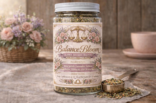 Rose Balance – Libra Season Tea | Zodiac Herbal Tea for Harmony, Love & Emotional Balance | Libra Gift | Loose Leaf Ritual Tea | 4oz Jar