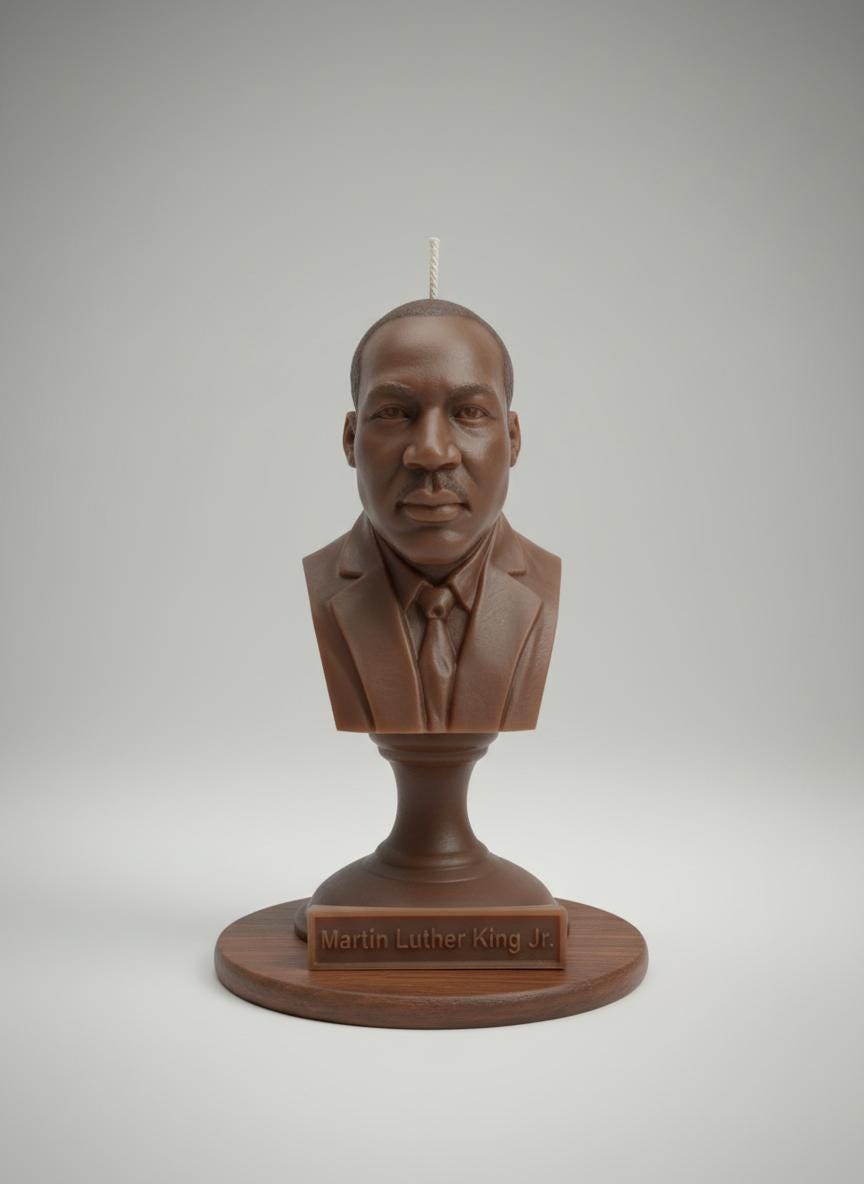Martin Luther King Jr Bust Candle 5.5 Inch | Civil Rights Leader Candle | Black History Decor | Inspirational Black Excellence Gift