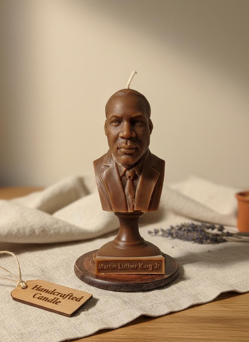 Martin Luther King Jr Bust Candle 5.5 Inch | Civil Rights Leader Candle | Black History Decor | Inspirational Black Excellence Gift