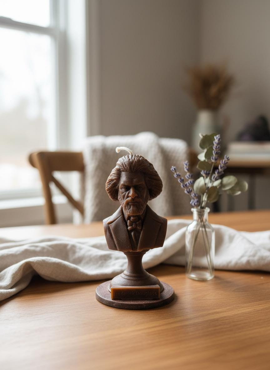 Frederick Douglass Bust Candle 5.5 Inch | Abolitionist Candle | Black History Decor | African American Historical Figure | Hand Poured