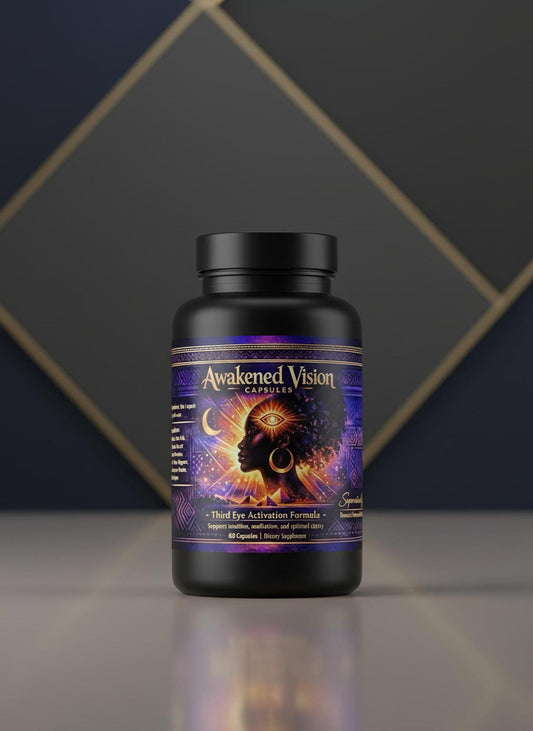 Awakened Vision Capsules, Third Eye Support Herbal Supplement, Calm Focus Intuition Formula, Small Batch Spiritual Wellness Capsules.