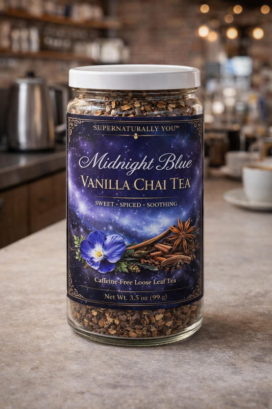 Midnight Blue Vanilla Chai Tea – Butterfly Pea Flower Tea | Herbal Chai | Caffeine Free Spiced Vanilla Tea | Relaxing Night Tea
