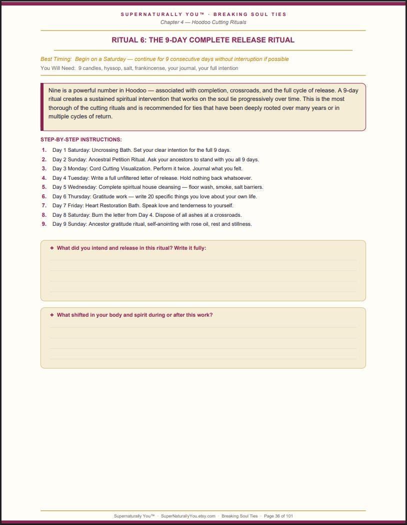 Breaking Soul Ties Workbook | 100 Page Spiritual Healing | Hoodoo Ancestral Recovery | Narcissistic Abuse Healing | Instant Download PDF