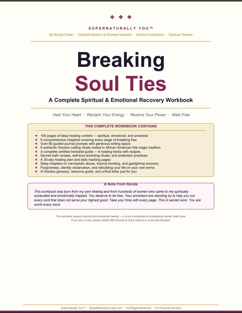 Breaking Soul Ties Workbook | 100 Page Spiritual Healing | Hoodoo Ancestral Recovery | Narcissistic Abuse Healing | Instant Download PDF