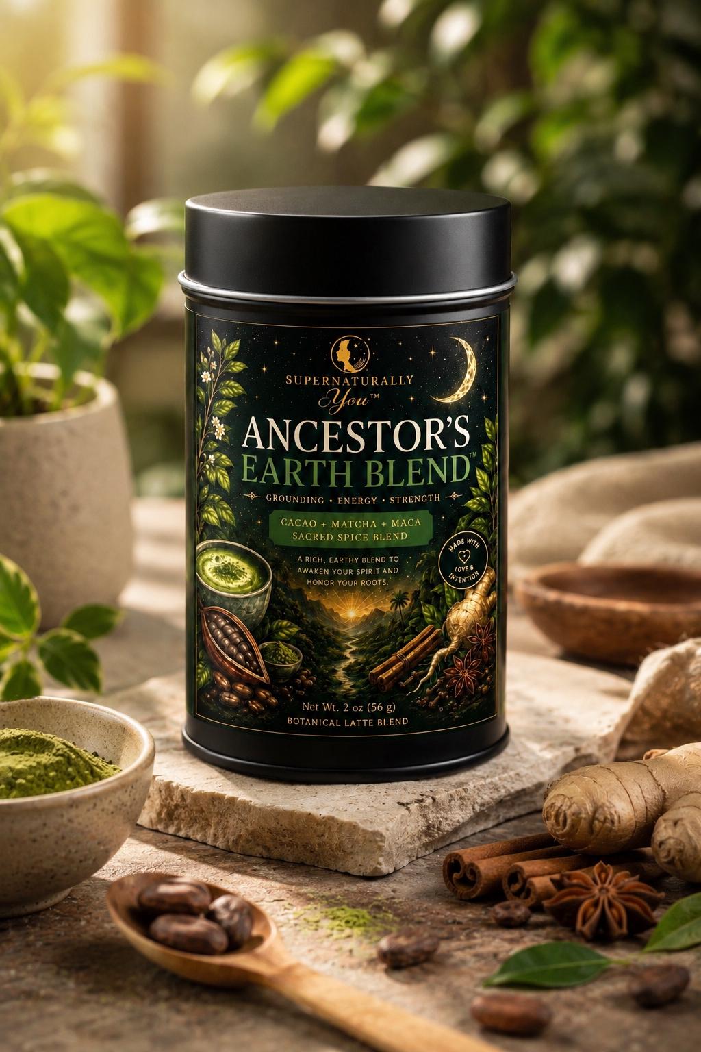 Ancestor's Earth Blend | Botanical Matcha Latte | Cacao Maca Tea | Spiritual Wellness | Grounding Herbal Latte