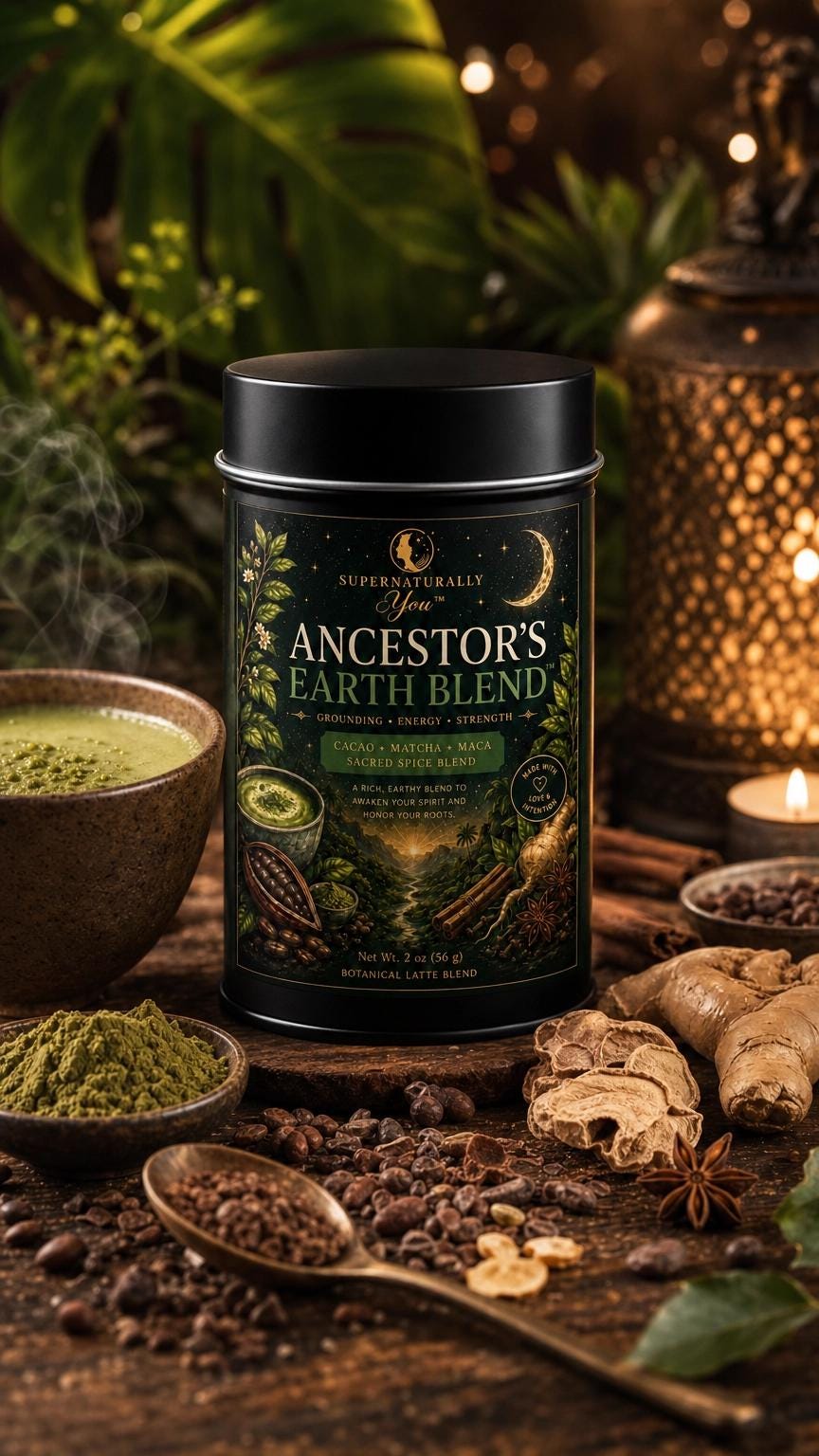 Ancestor's Earth Blend | Botanical Matcha Latte | Cacao Maca Tea | Spiritual Wellness | Grounding Herbal Latte