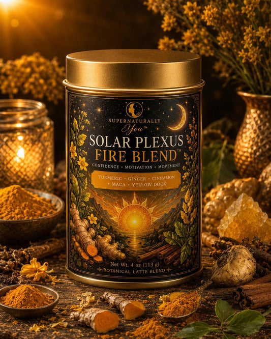 Solar Plexus Fire Blend | Supernaturally You | Turmeric Matcha Latte | Maca Root Herbal Tea | Energy Confidence | Botanical Wellness Drink