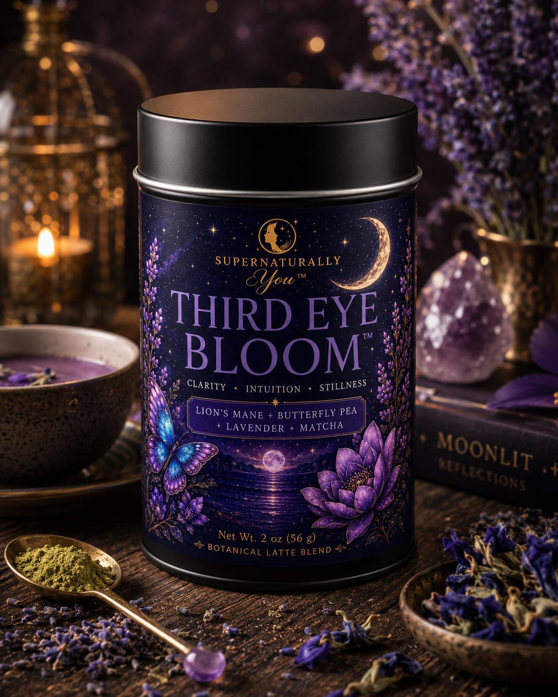 Third Eye Bloom | Supernaturally You | Blue Lotus Lions Mane Matcha | Focus Intuition | Botanical Latte | Spiritual Wellness Tea