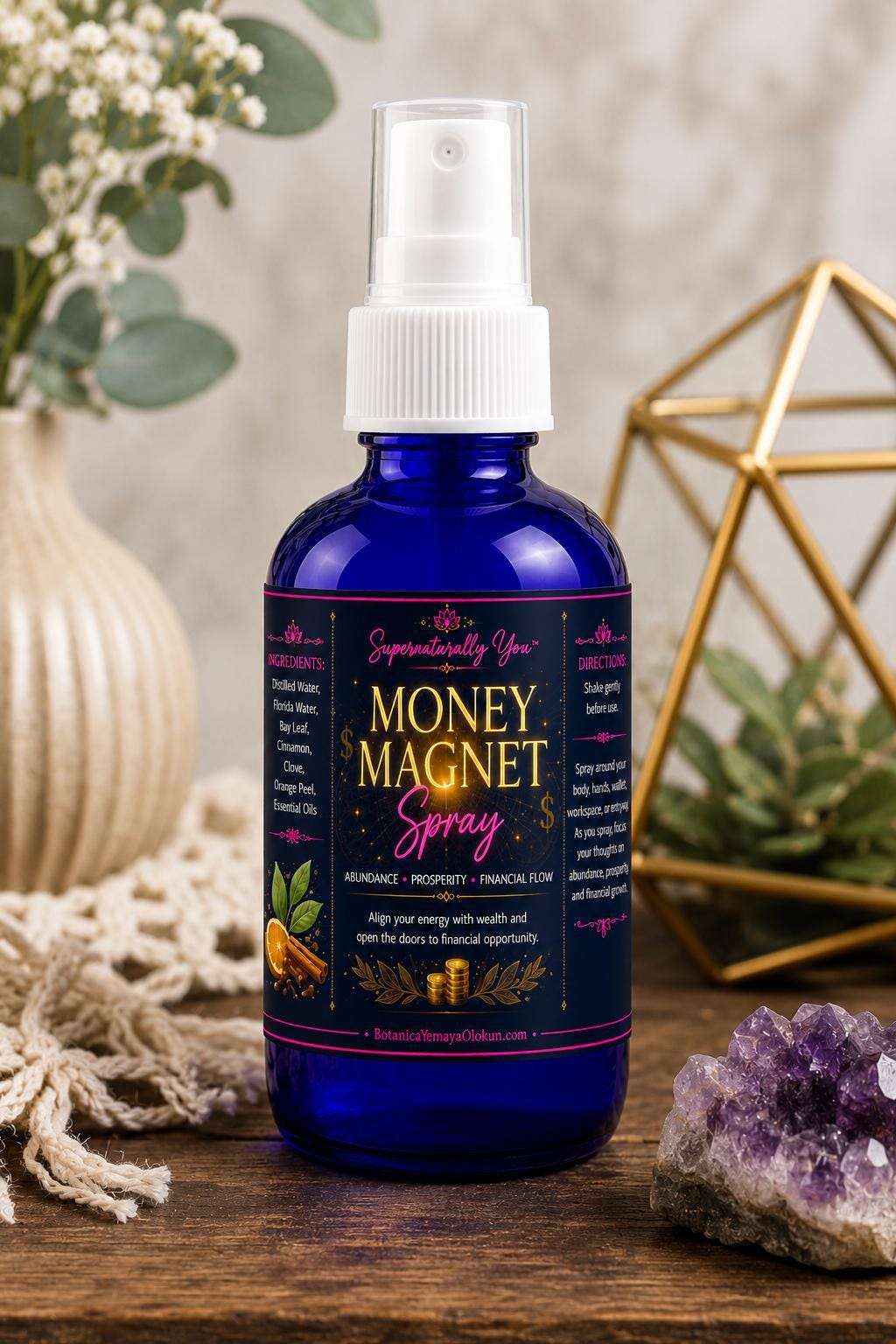 Hoodoo Money Drawing Spray | Abundance & Financial Blessings Ritual Mist | Attract Wealth | Prosperity Spell Spray | Handmade | 4oz
