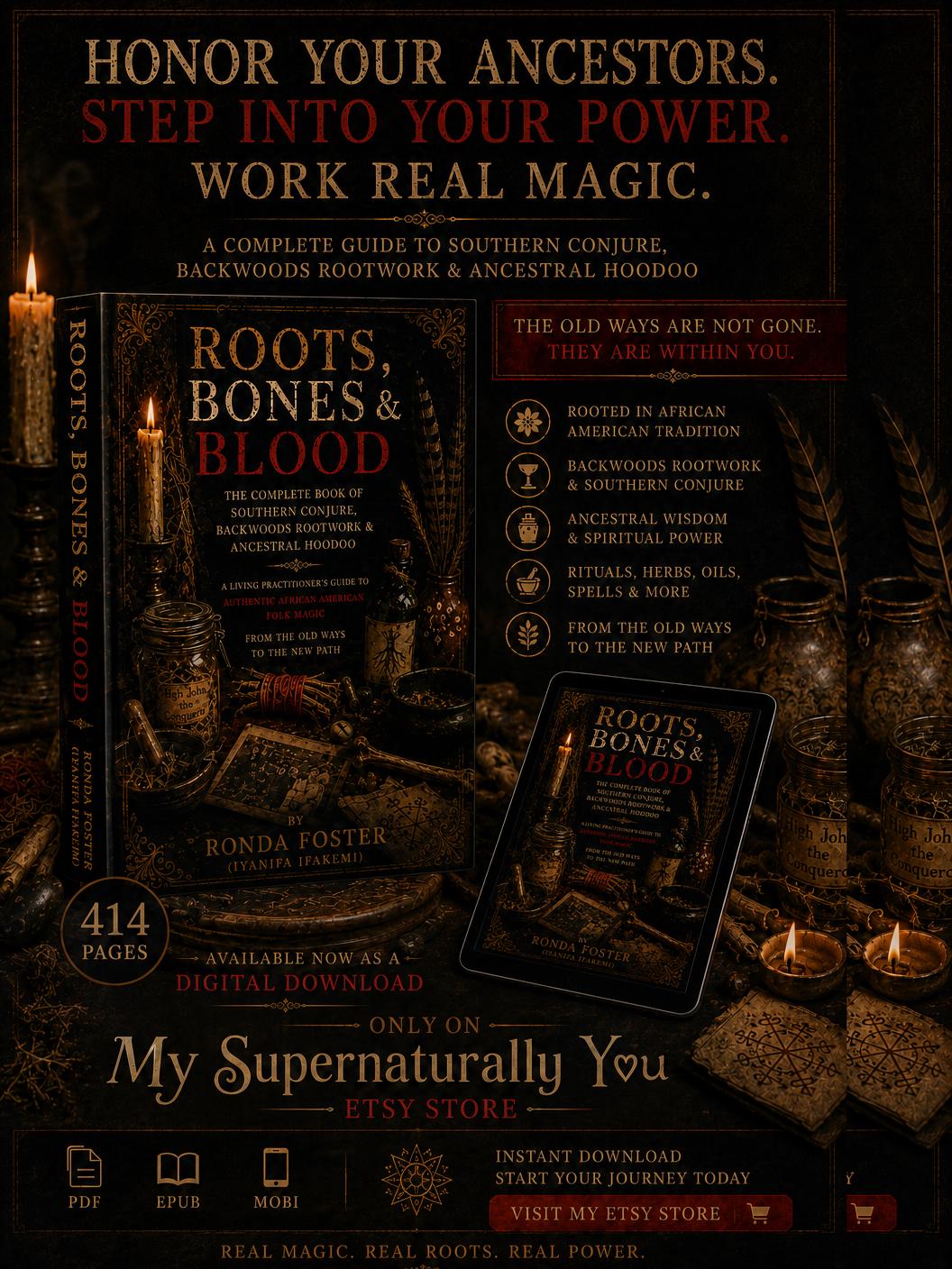 Hoodoo Roots Bones Blood Complete Book Southern Conjure Rootwork Ancestral Hoodoo Digital Download PDF
