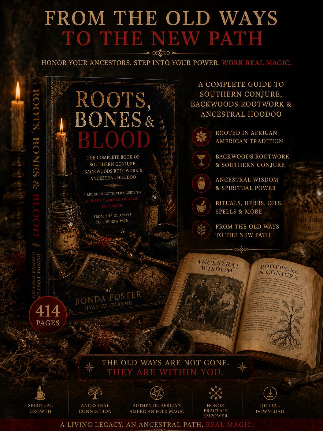 Hoodoo Roots Bones Blood Complete Book Southern Conjure Rootwork Ancestral Hoodoo Digital Download PDF
