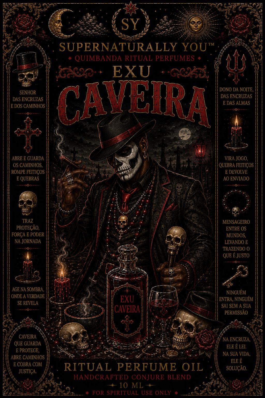 Exu Caveira Luxury Ritual Perfume | Quimbanda Cologne | Cemetery Ritual Oil | Gothic Cologne | Exu Scent