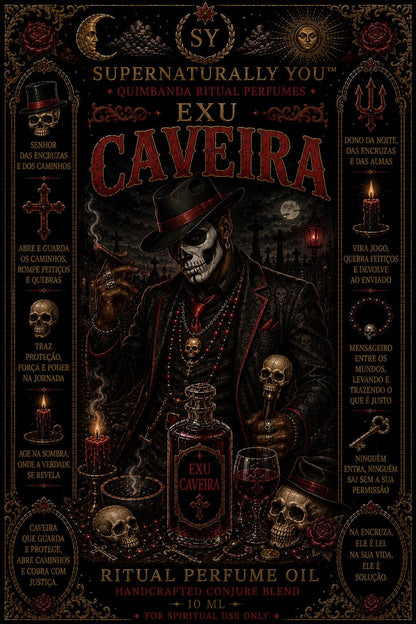 Exu Caveira Luxury Ritual Perfume | Quimbanda Cologne | Cemetery Ritual Oil | Gothic Cologne | Exu Scent