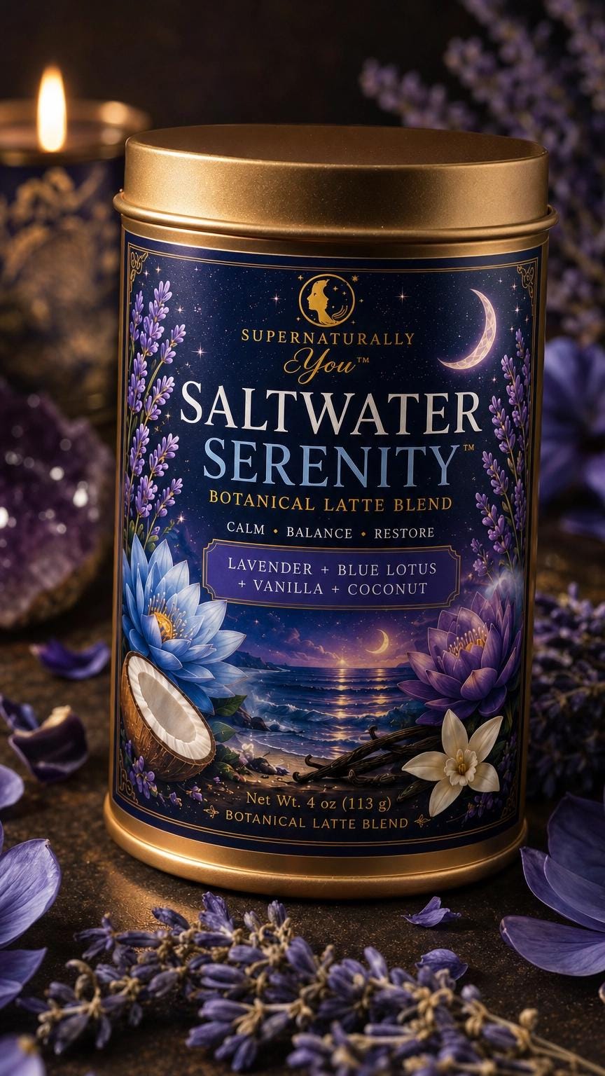 Saltwater Serenity | Supernaturally You | Blue Lotus Lavender Matcha | Calming Botanical Latte | Relaxation Spiritual Wellness Tea