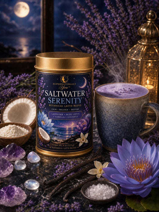 Saltwater Serenity | Supernaturally You | Blue Lotus Lavender Matcha | Calming Botanical Latte | Relaxation Spiritual Wellness Tea