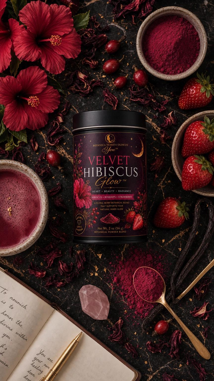 Velvet Hibiscus Glow | Supernaturally You | Strawberry Rose Botanical Blend | Beauty Wellness Tea | Caffeine Free | Feminine Energy